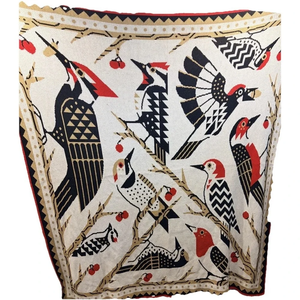 Bird Collective Woodpeckers Of North America Knit Blanket / Throw  60